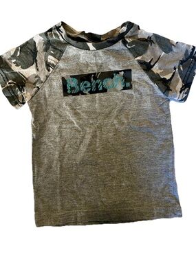 Bench Gray Tee with Camo Sleeves and Blue Logo - Kids